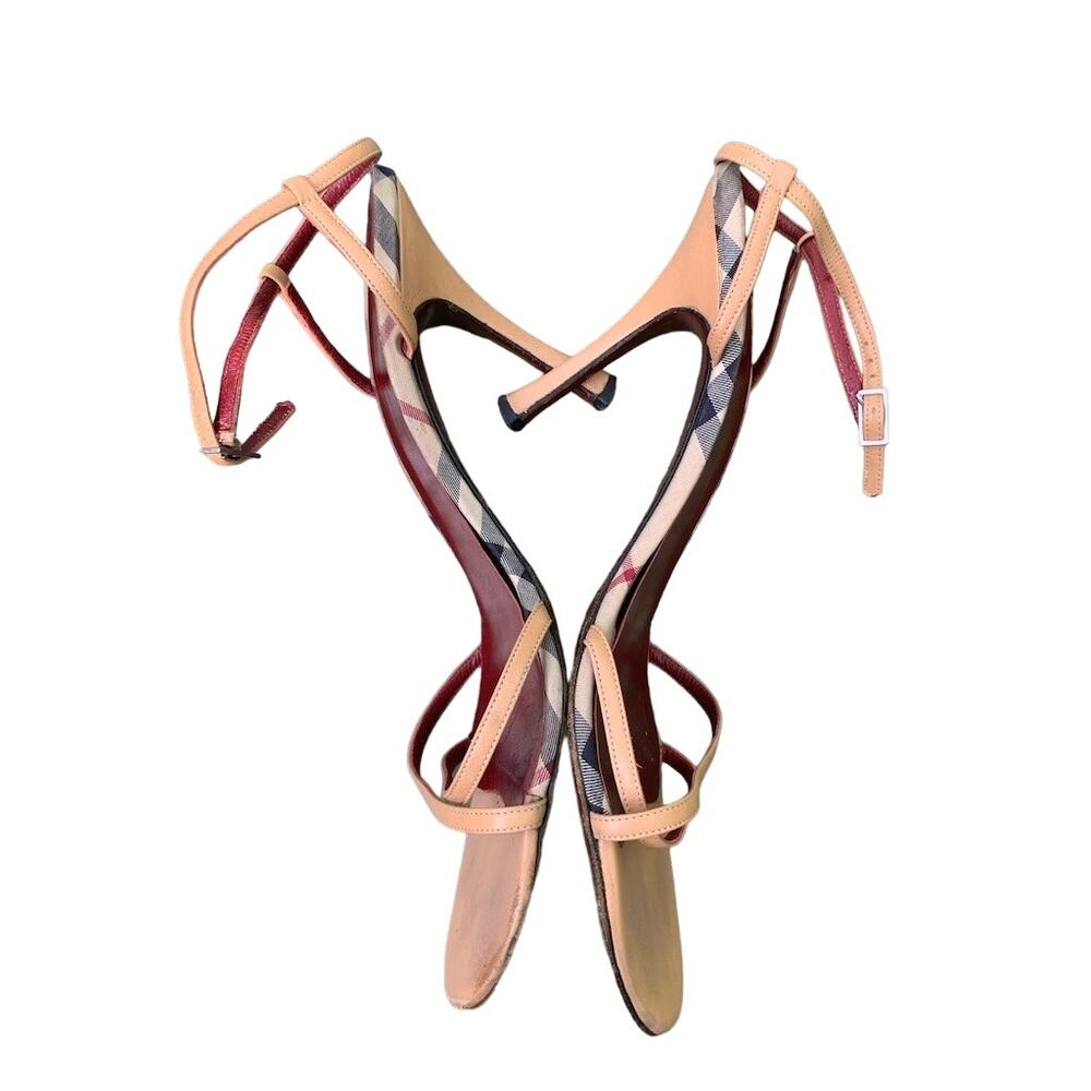 Burberry Classic Elegant Tan Leather Strappy Heels Size 41 / 8